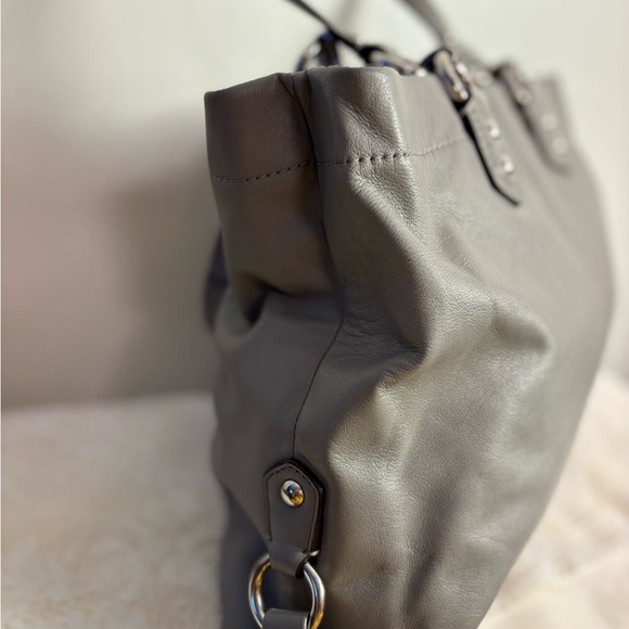 Coach Ashley Grey Leather Tote w/ Ruched Detailing - Picture 5 of 12